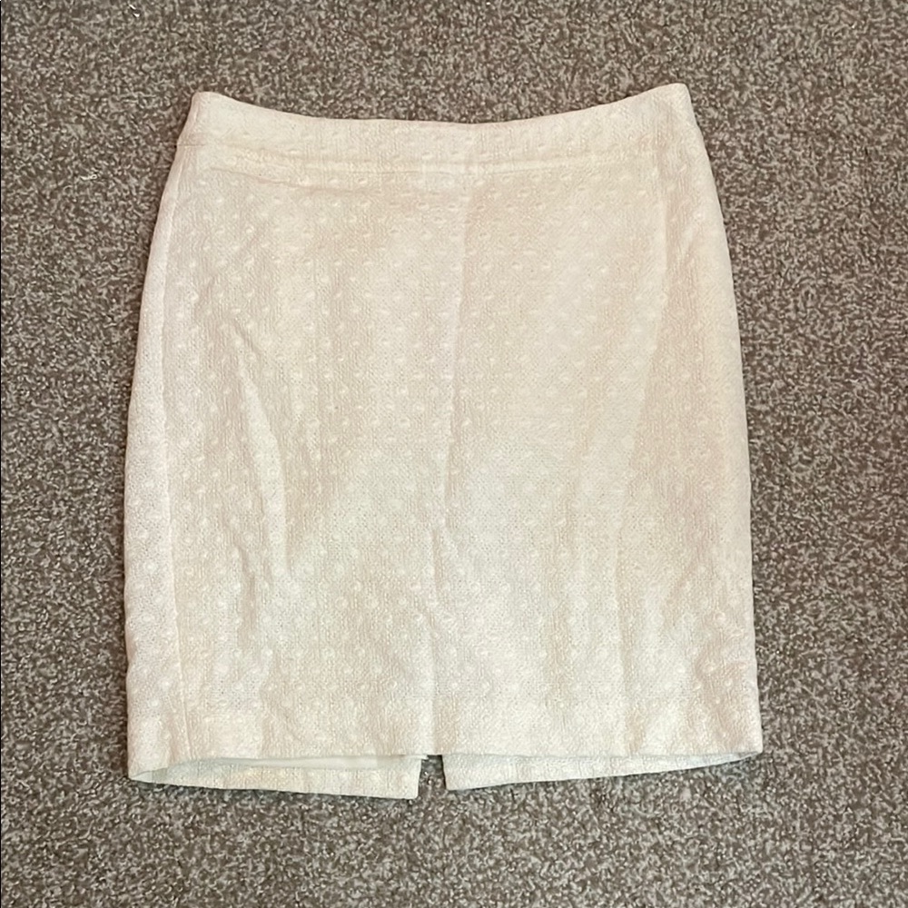 Ann Taylor Cream Polka Dot Pencil Skirt